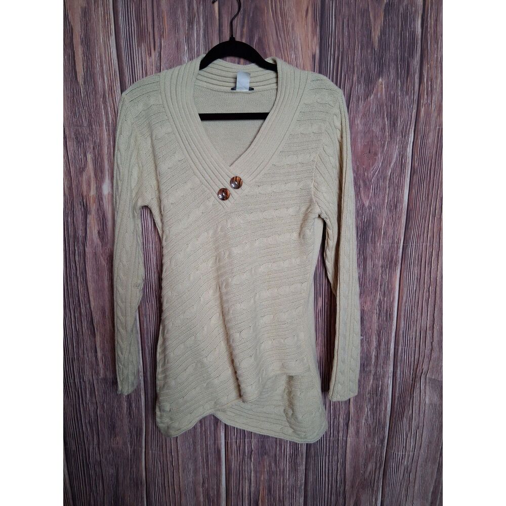 Venus cream cable knit sweater long sleeve pullover size medium fall preppy